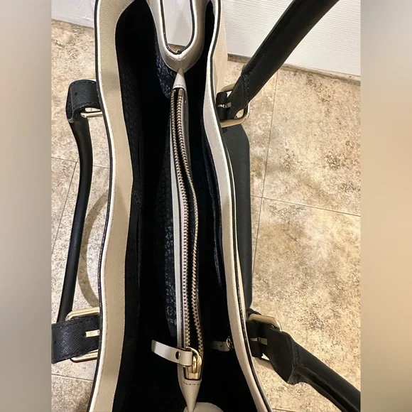 Kate Spade NY button closure work tote (black and cream) - Picture 3 of 8